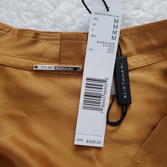 Elie Tahari Gold Satin Blouse - Picture 4 of 6
